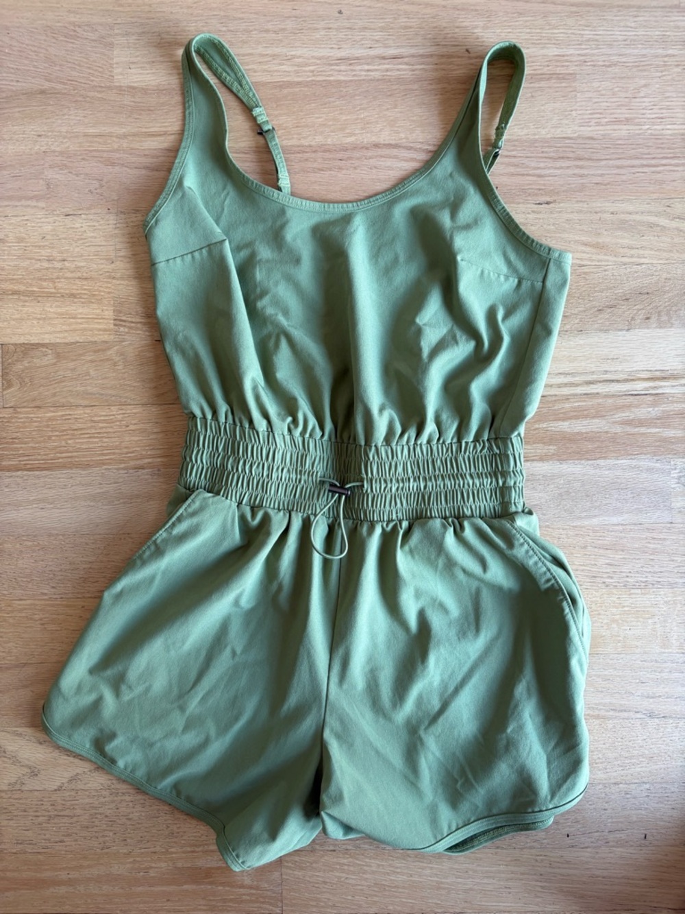 Abercrombie & Fitch Olive Green Smocked-Waist One-Piece Romper